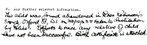 Adoption document that mentions abandonment
