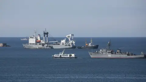 Reuters The Russian Navy at the entrance to the port city of Sevastopol in 2014