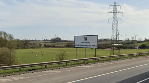 Google The M1 south in Northamptonshire