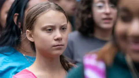 Getty Images Greta Thunberg at a climate march in New York City