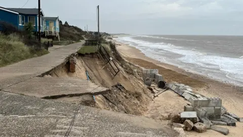 Andrew Turner/BBC sea defence blocks at Hemsby