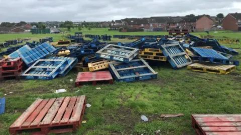 AFP Pallets at Galliagh bonfire site