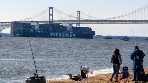 Getty Images The Ever Forward vessel near the Chesapeake Bay Bridge