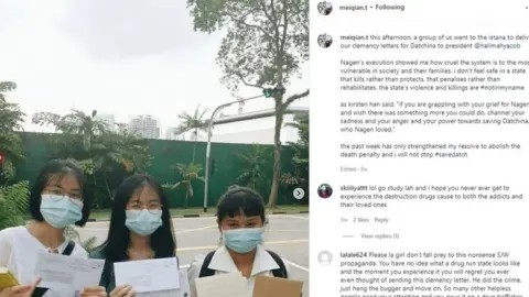 Instagram Instagram post of meiqian.t holding letter requesting clemency for death row inmate