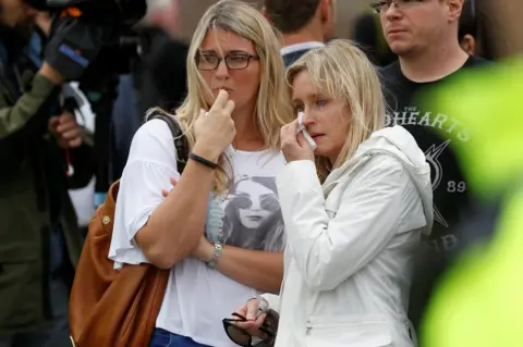 Reuters Onlookers react near the scene of an attack close to London Bridge in central London,