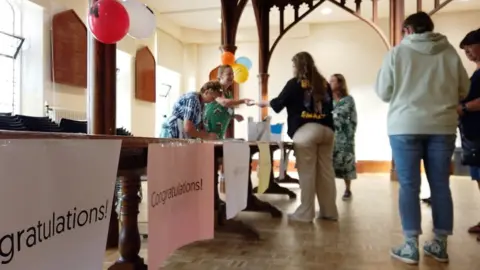 BBC Jersey students collecting results