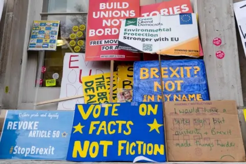Getty Images Anti-Brexit signs