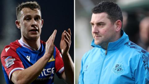 A split image of Linfield's Kyle McClean and Loughgall's Dean Smith