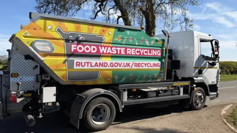 Rutland County Council A view of a Rutland County Council food waste recycling truck.