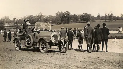 Wicksteed Park Inventor and park owner Charles Wicksteed in his car at Wicksteed Park