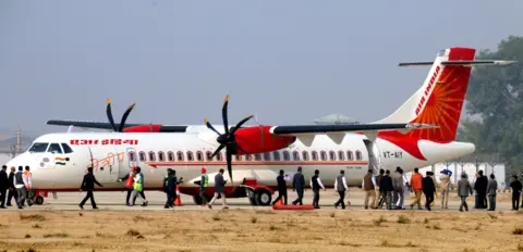 Getty Images The inaugural Air India flight at Bathinda Civilian Airport in Punjab, December 2018