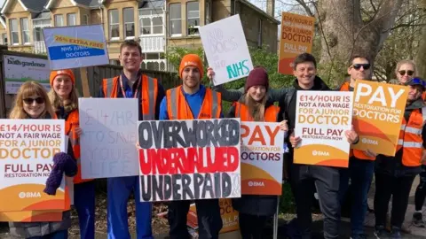 Junior doctors striking outside the Royal United Hospital Bath