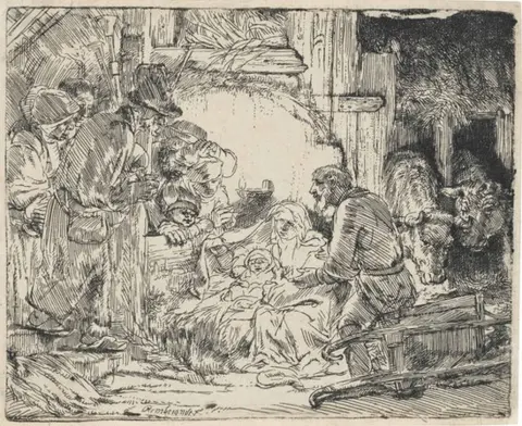 Darren Kidd/NMNI An etching by Rembrandt called The Adoration of the Shepherds