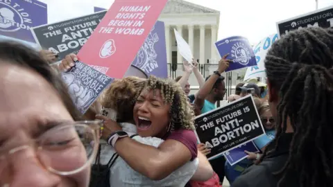 Getty Images Students for Life activists celebrate the overturning of Roe v Wade