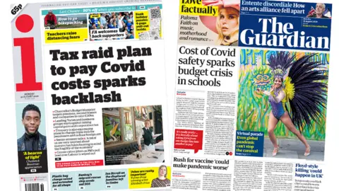 The i and the Guardian front pages 31 August 2020