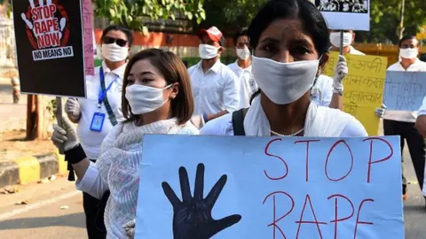 Nayay NGO protest to seek justice for Hathras gang rape victims at Jantar Mantar, on October 11, 2020 in New Delhi