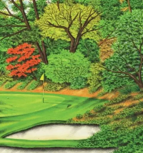 Golf Digest Golf course drawing by Valentine Dixon
