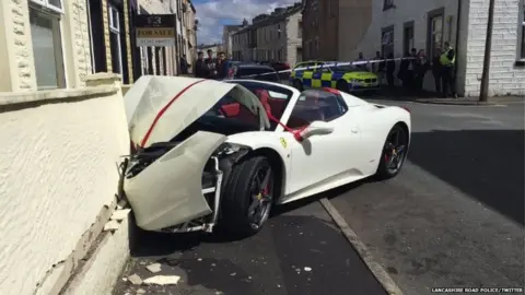 Lancashire Road Police/Twitter Ferrari crash before wedding