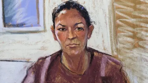 Reuters A court sketch of Ghislaine Maxwell appearing at her arraignment hearing in July