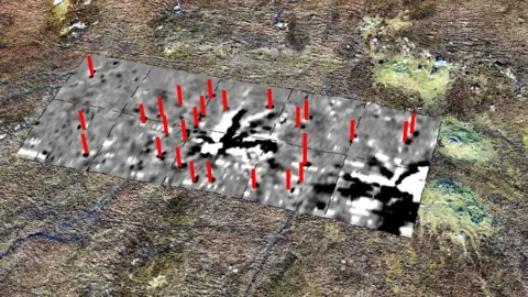 University of St Andrews Geophysics survey of stone circle showing lightning strike