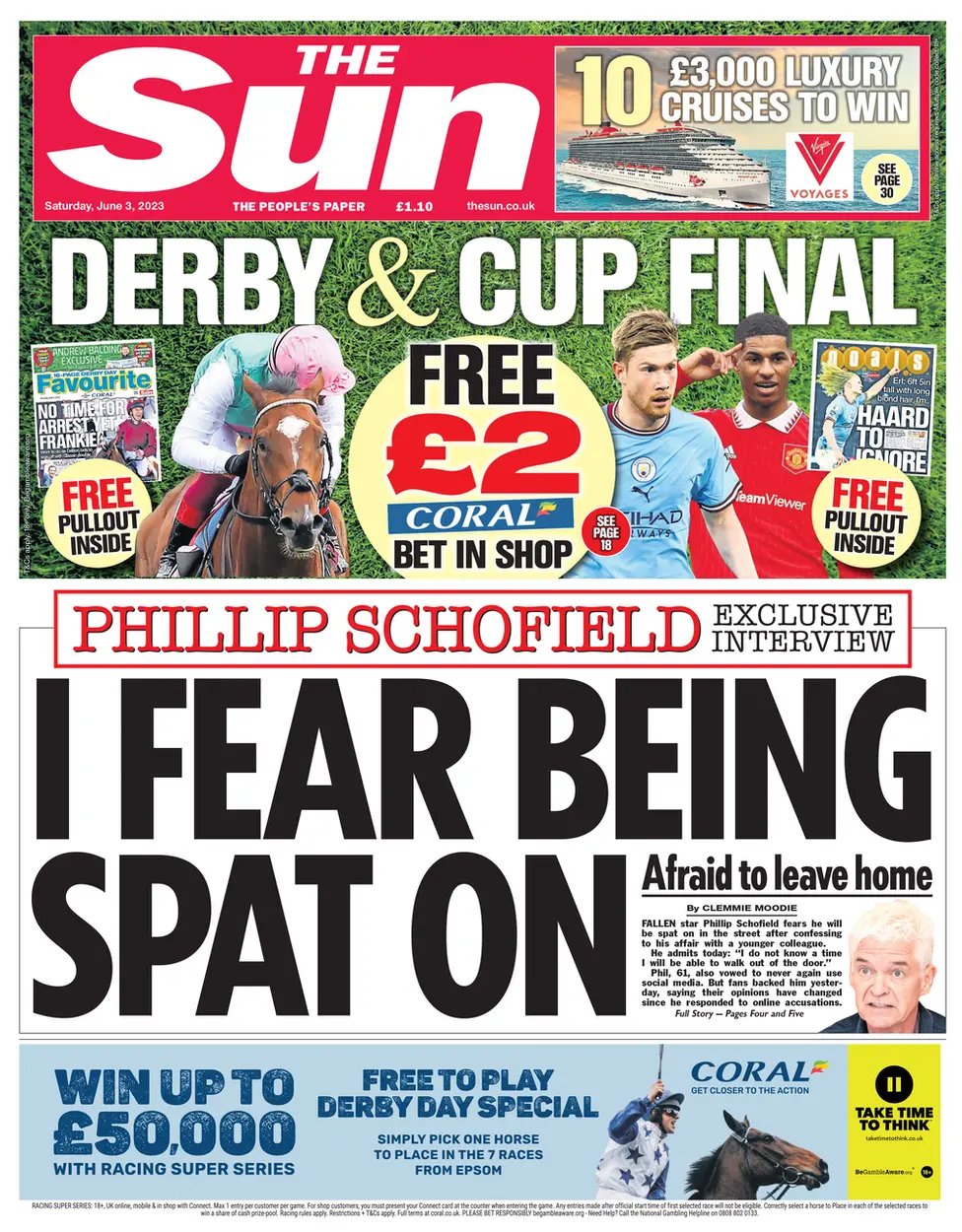 The front page of Saturday's Sun
