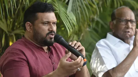 Getty Images NCP lakshadweep Member of Parliament Lok Sabha Mohammed Faizal address a press conference after meeting with Prime Minister Narendra Modi, at his residence on April 6, 2022 in New Delhi