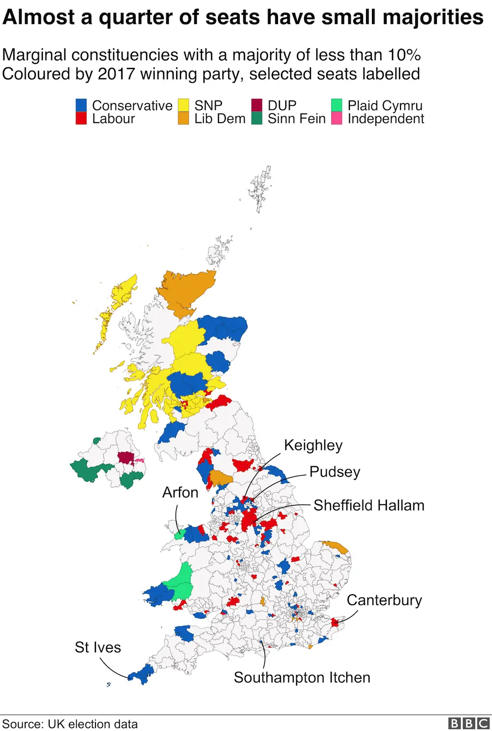 Map of marginal seats