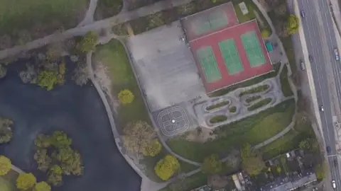 Google The park has tennis courts, concrete spaces and a bike track among other facilities