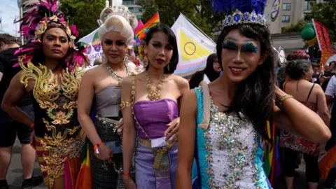 Getty Images Pride Paraders bringing the the glitz and glamour to London