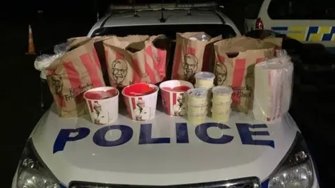 New Zealand Police KFC food seized by police.