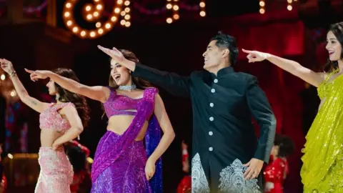 ANI Janhvi Kapoor, Ananya Pandey, Manish Malhotra and Khushi Kapoor performed at the pre-wedding celebrations of Anant Ambani and Radhika Merchant in Jamnagar, Gujarat.