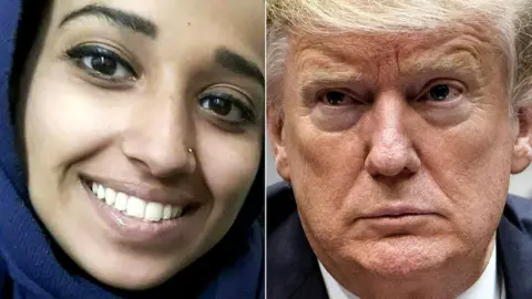 Composite image of Hoda Muthana and Donald Trump