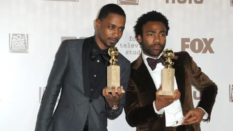 Getty Images Lakeith Stanfield with Donald Glover at the 2018 Golden Globes