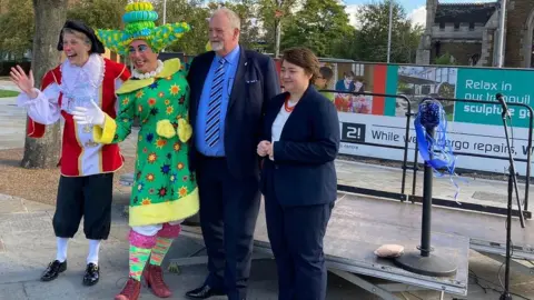 LDRS anto star Annie Fanny joined Holly Mumby-Croft MP and Police and Crime Commissioner Jonathan Evison