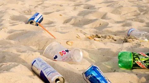 Getty Images Litter on the beach