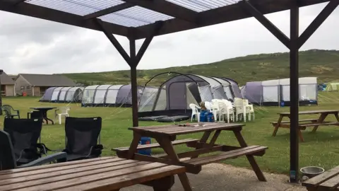 Tents at the former forced labour site Norderney, today home to Alderney's camp site