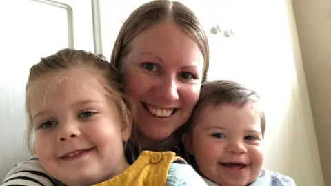 Family photo Laura Thomas with Lumi, five and Arwel, three