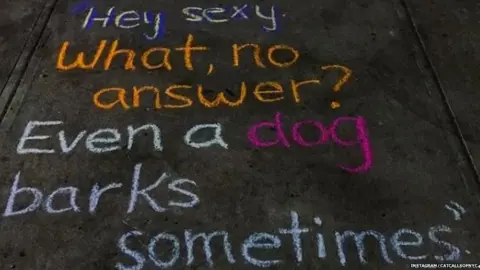 Instagram/CatcallsofNYC  A post which reads "hey sexy. What, no answer? Even a dog barks sometimes"