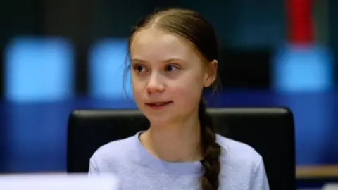 Getty Images Greta Thunberg speaks a meeting at the European Parliament in Brussels on 4 March, 2020