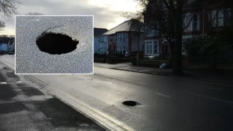 BBC Sinkhole on Cimla Road, Neath