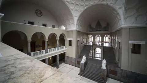 EPA A view inside the atrium of the Ludwig-Maximilians-University where Sophie Scholl distributed leaflets in Munich, Bavaria, Germany, 04 May 2021