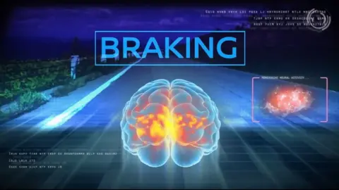 Nissan Graphic of brain areas lighting up under braking