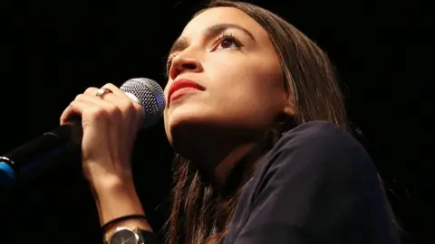 Getty Images House candidate Alexandria Ocasio-Cortez speaks at a progressive fundraiser on August 2, 2018 in Los Angeles, California