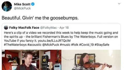 Twitter When Mike Scott shared the band's performance, they attracted thousands of new fans to their performances