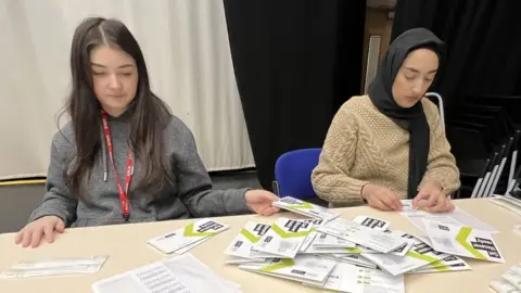 Steve Hubbard/BBC Women with swab kits