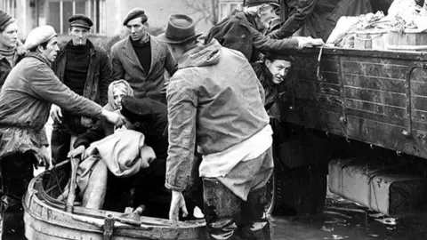 Courtesy of Canvey Community Archive Miss Fowler, 84, rescued from the Canvey floods