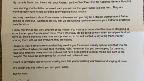 Kettering Hospital Letter from Simon Weldon