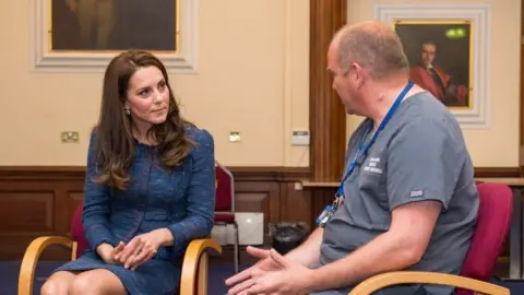 PA Duchess of Cambridge with a member of hospital staff
