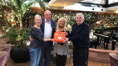 Alan Matthias L-R: Alan’s badminton partner Jo Sanderson, former Mold mayor Anthony Party, Sharon Owen and Welsh and Alan Matthias