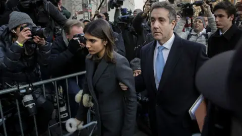 Getty Images Michael Cohen arrived for his sentencing with members of his family